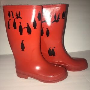 J Crew Fur Lined Rain Boots Penguin 7